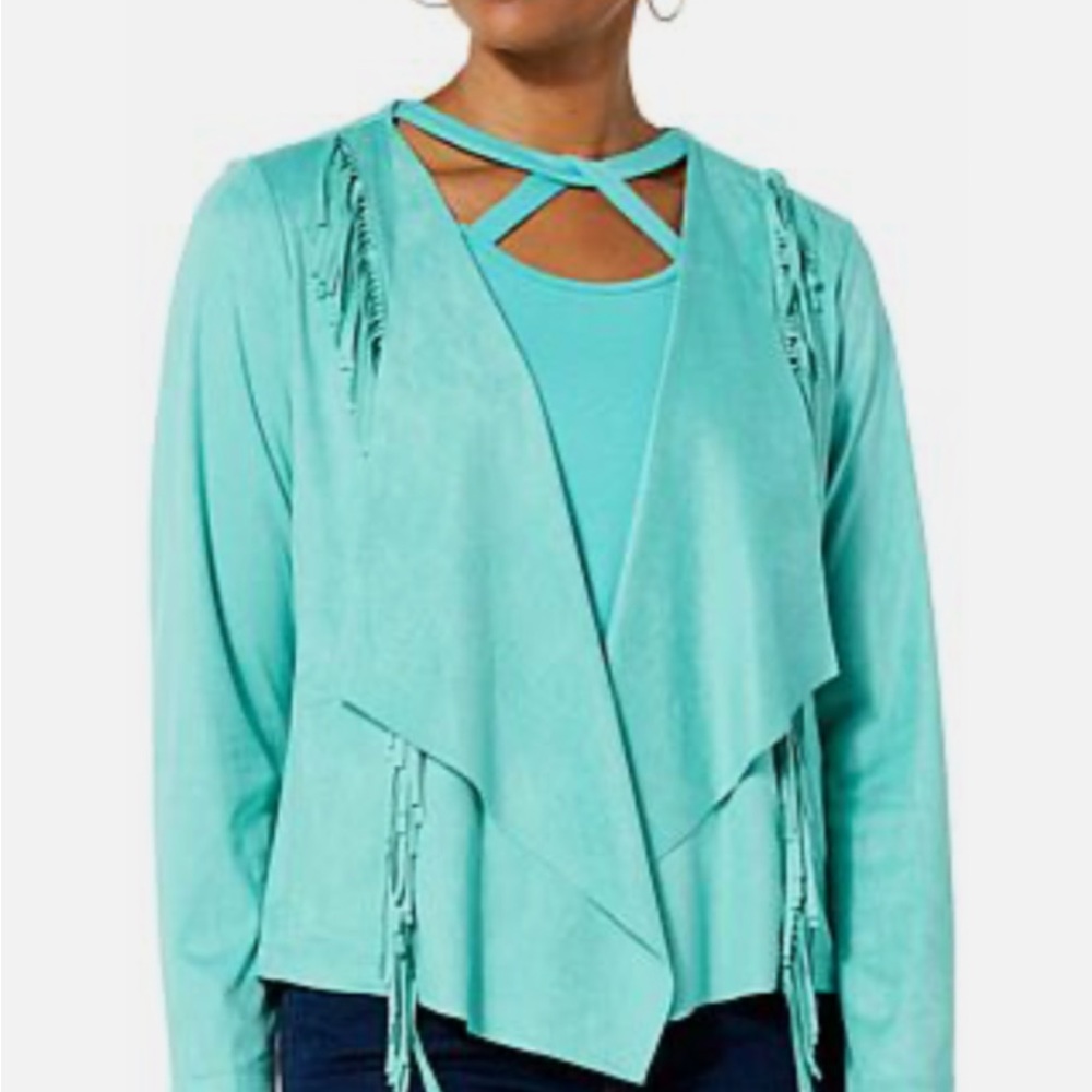Colleen Lopez Faux Suede Fringe Jacket NWT